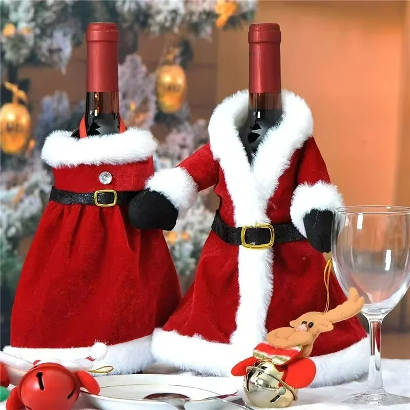 Christmas Wine Bottle Set Golden Velvet