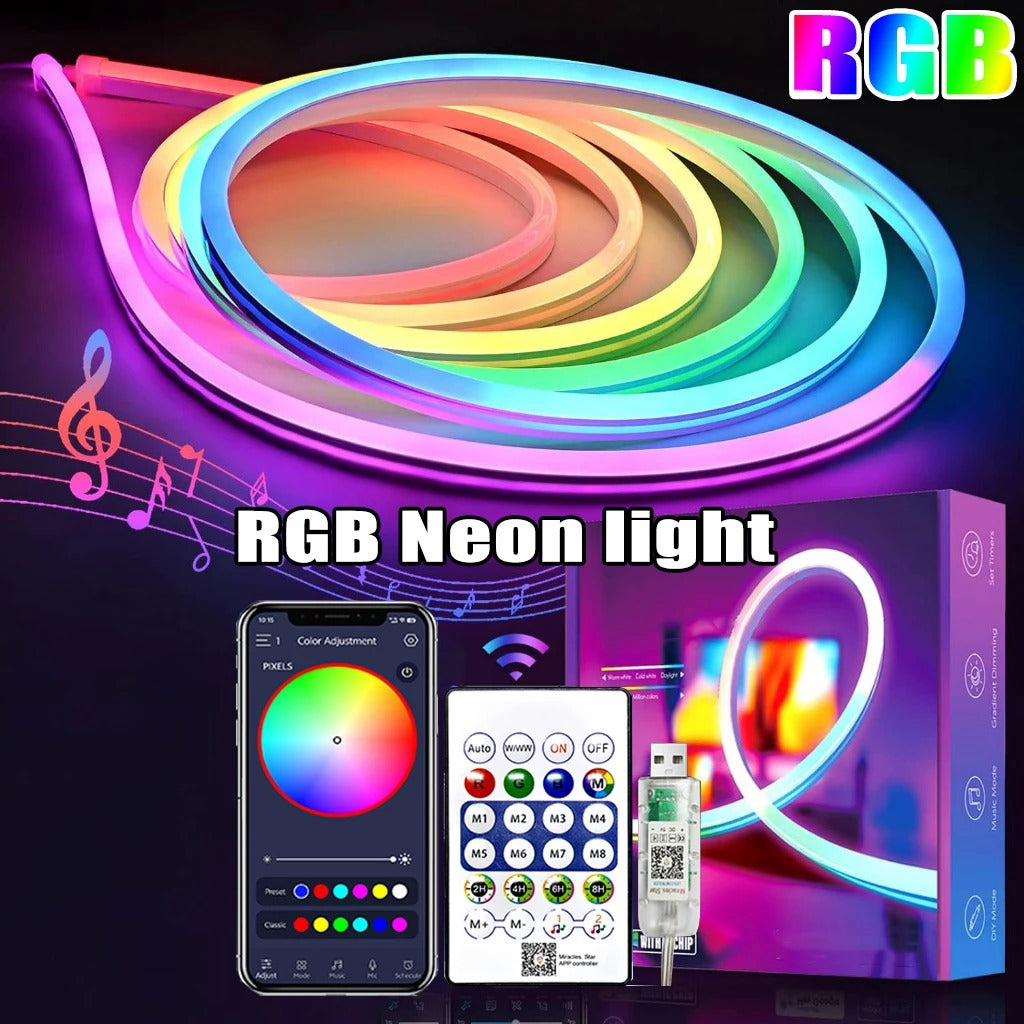 RGB Neon Strip Light 1M 2M 3M 5M USB Waterproof Flexible