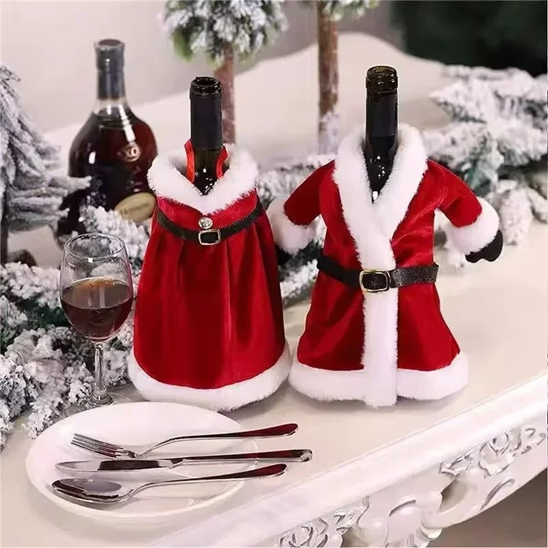 Christmas Wine Bottle Set Golden Velvet