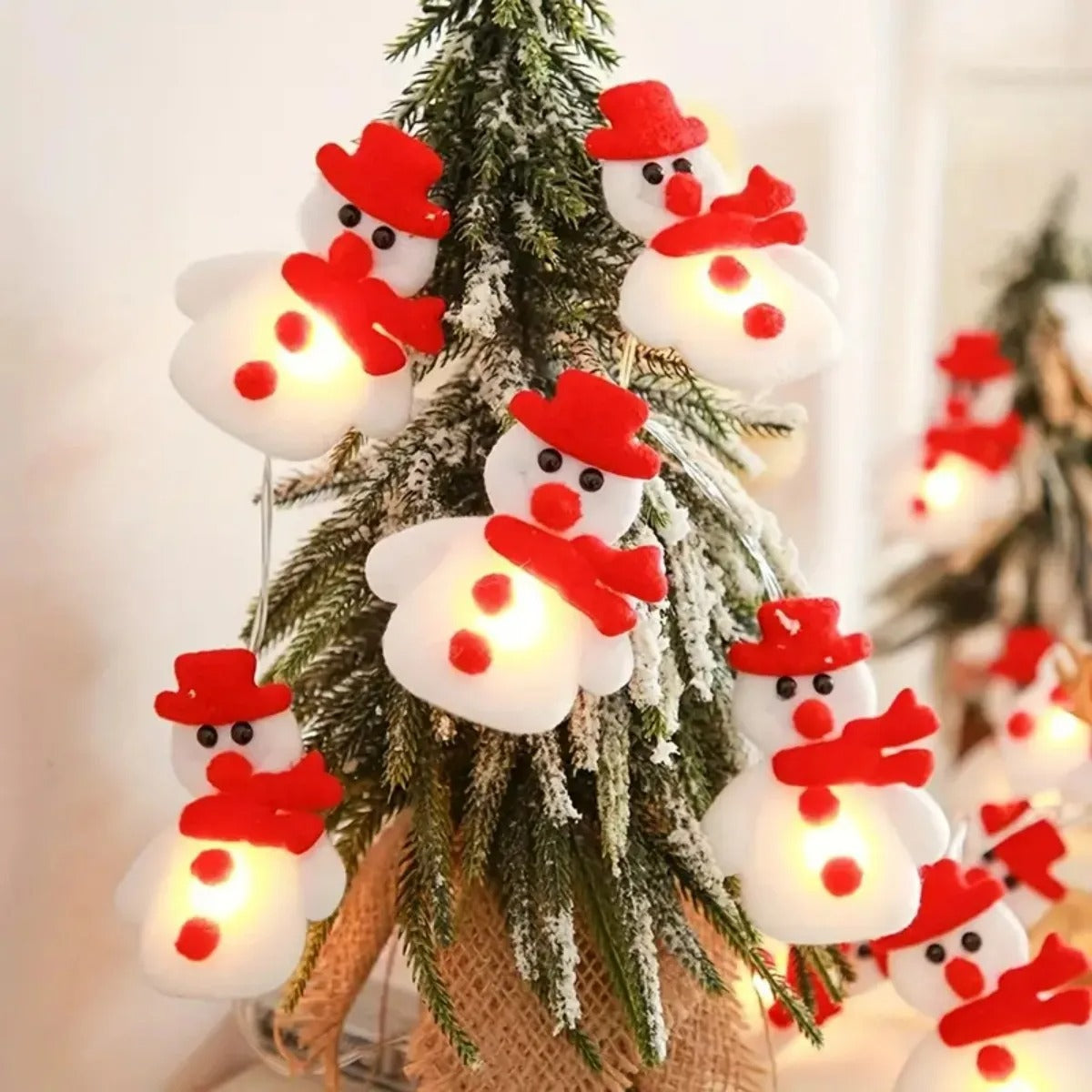 Plush Snowman String Lights Christmas Atmosphere Decorative Fairy Lights