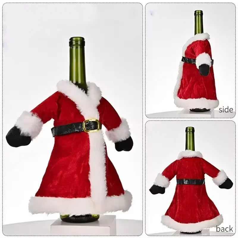 Christmas Wine Bottle Set Golden Velvet