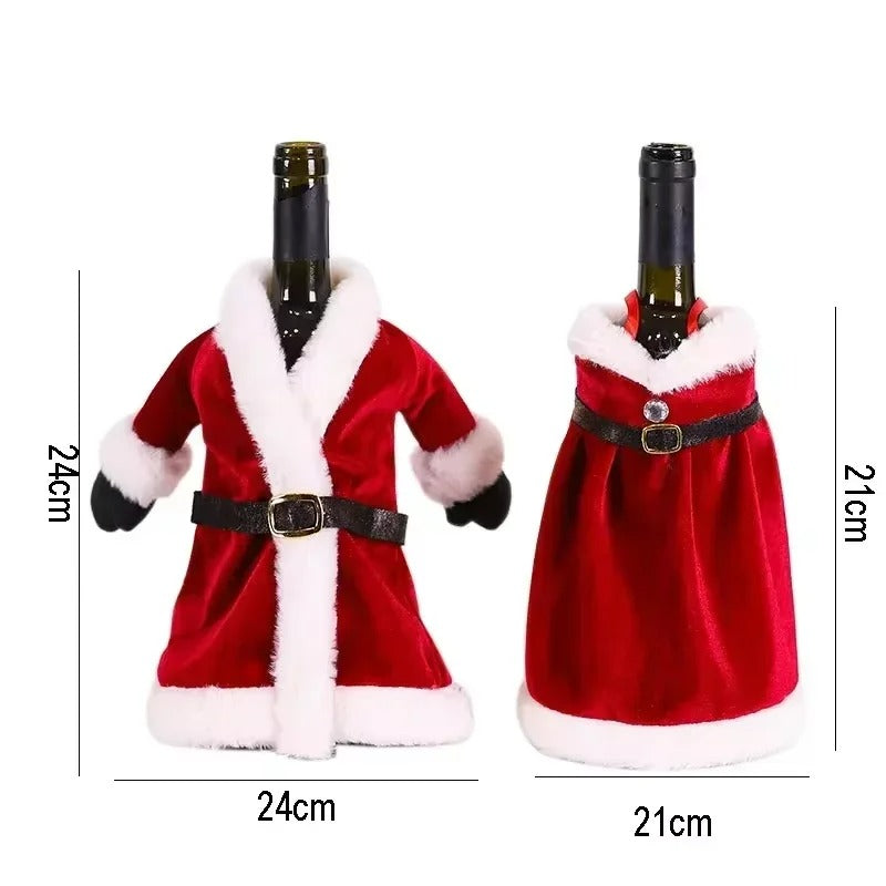 Christmas Wine Bottle Set Golden Velvet
