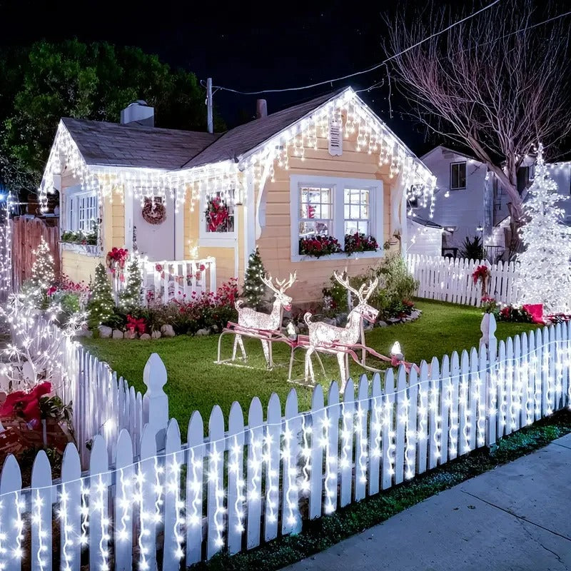 Solar LED Eaves Icicle String Lights 8 Lighting Modes