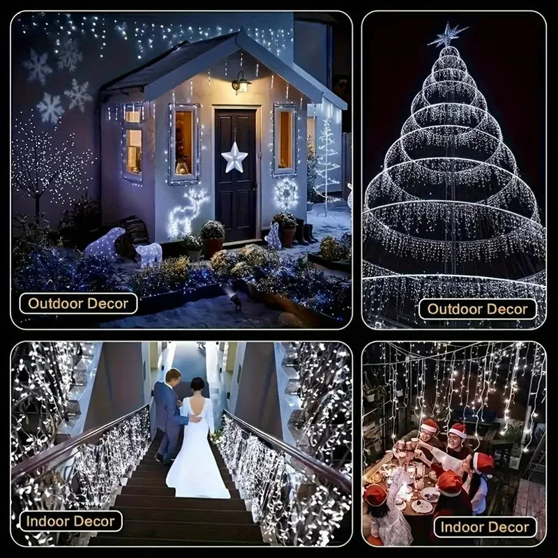 Solar LED Eaves Icicle String Lights 8 Lighting Modes