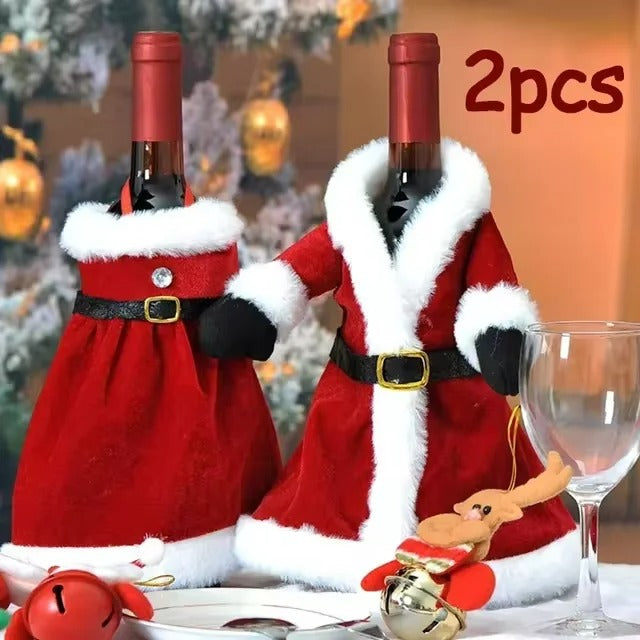 Christmas Wine Bottle Set Golden Velvet